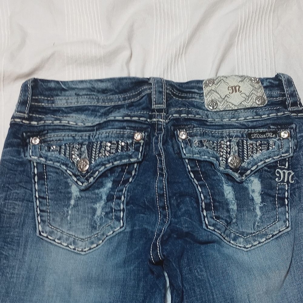 MISS ME JEANS SIGNATURE RISE BOOT CUT PANTS WOMENS 28 6 REG FLAP POCKET - Picture 5 of 6